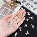 PH PandaHall 15 Style Bird Charms, 90pcs Swallow Charms Tibetan Antique Silver Animal Pendants Beads for DIY Spring Earring Necklace Bracelet Making - color: 15 Styles Bird - 90pcs
