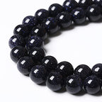 90PCS 4mm Starry Blue Sandstone Gemstone Beads Beads Natural Stone Round Loose Beads for Jewelry Making DIY Bracelet Necklace 15" Inch(Blue Sandstone, 4mm) - color: Blue Sandstone, size: 4mm