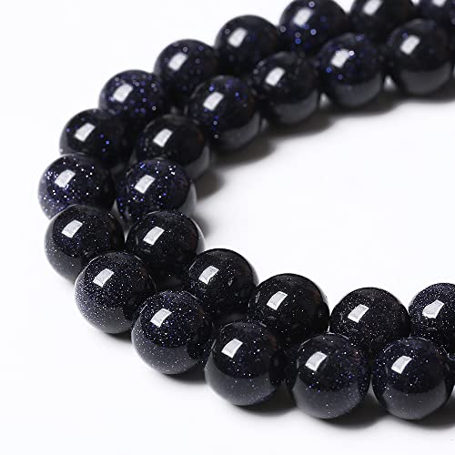 90PCS 4mm Starry Blue Sandstone Gemstone Beads Beads Natural Stone Round Loose Beads for Jewelry Making DIY Bracelet Necklace 15" Inch(Blue Sandstone, 4mm) - color: Blue Sandstone, size: 4mm