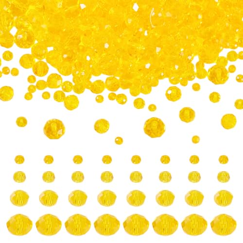 4 Strands Faceted Glass Beads Crystal 3/4/6/8mm Rondelle Transparent Glass Loose Spacer Beads for DIY Bracelet Necklace Wristband Keychain Jewelry Craft Making, Orange - color: 3/4/6/8mm-Orange