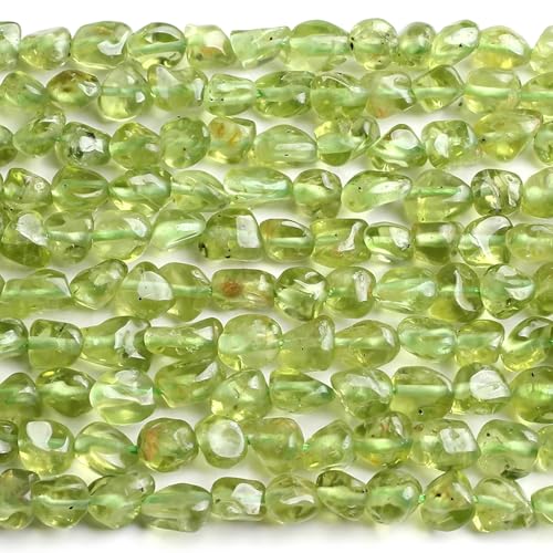 HAAMIIQII Natural Green Peridot Pebble Stone 4-6mm Small Irregular Freeform Tumbled Loose Gemstone Beads for Jewelry Making Strand 15 Inch (75-80pcs) - color: Green Peridot