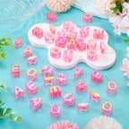 FASHEWELRY 50Pcs Large Letter Beads, 20mm Big Acrylic Alphabet Beads, Large Hole Vowel Bead Spacer for Bracelets Necklaces Bag Charms Shoelaces Keychains Lanyards (Deep Pink) - color: Deep Pink