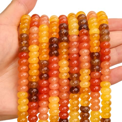 BONNY BOXX 1 Strand Natural 5 * 8mm Yellow Shade Rondelle Beads, Natural Abacus Disk Stone Beads Loose Spacer Gemstone for DIY Bracelet Necklace Jewelry Making - color: Yellow Shade, size: 5*8MM