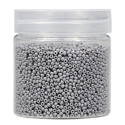Bala&Fillic 2mm Round Size Almost Uniform Grey Color Glass Seed Beads About 10000pcs /110 Grams in Box,12/0 Small Glass Seed Beads for Jewelry Making, Hole 0.6mm (Grey) - color: Grey