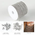 Kyutong Twist Curb Link Chain Bulk Silver Jewelry Making Chain Supplies 16.4 Feet Stainless Steel Chain Roll Making Craft DIY Bracelet Ankle with Lobster Clasps and Jump Rings - color: Silver Curb