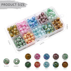 8mm Glass Beads for Jewelry Making, 200pcs Ice Flower Round Bracelet Beads Crystal Loose Beads for Bracelets Necklaces Earrings DIY Jewelry Making and Christmas Accessories - color: Style 1