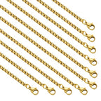 YOUBEIYEE Gold Plated Stainless Steel Necklace Chains Bulk 10pcs Square Rolo Chain Necklaces for Jewelry DIY Making (18inch) - color: Gold 18"