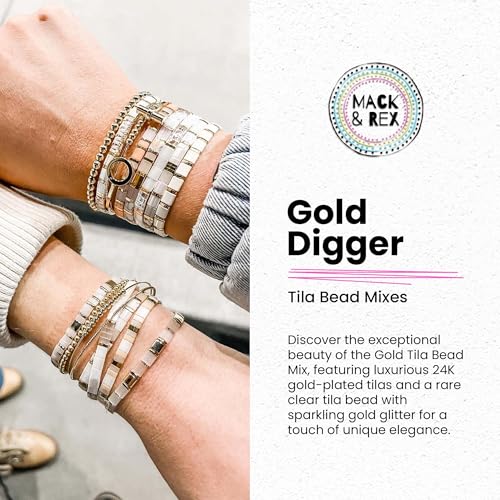 Mack and Rex Tila Bead Mixes (Gold Digger), and Quarter Tila – 24K Plated Tilas, Clear Tila with Glitter, Cream Metallic Brown Tila and Dark Brown - color: Gold Digger, size: 25 Gram Bag
