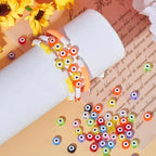 Beadthoven 180pcs Evil Eye Acrylic Disc Beads 7x4mm Flat Round - Transparent Mix Plastic Pony Beads & Spacers for Jewelry Making DIY Crafts - color: Evil eye Multicolor