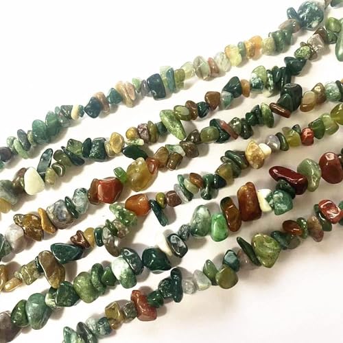 HAAMIIQII 5-8mm Natural Indian Agate Chips Beads Irregular Chip Stones Loose Gemstone Beads Energy Healing Beads for Jewelry Making Strand 30 Inch - color: Indian Agate