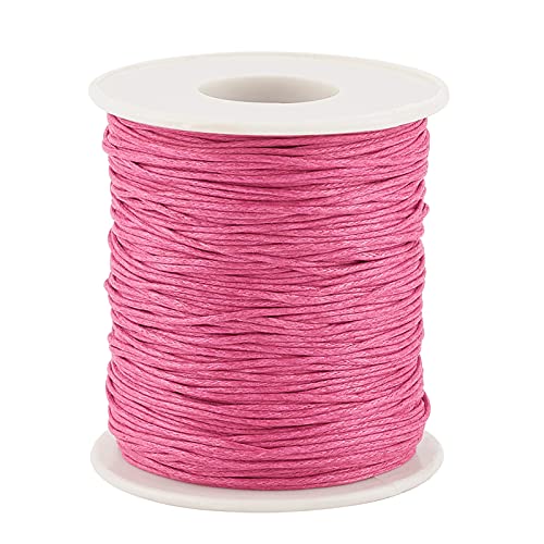 100 Yards Waxed Cotton Cord Threads Camellia Braided Beading Cord Strings Bracelet Necklace Wire 1mm(0.04 inch) with Spool for Bracelets Necklace Jewelry Making Friendship Bracelet - color: Camellia, size: 1mm
