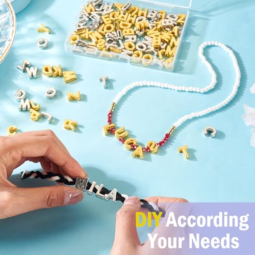 Cheriswelry 104Pcs Acrylic Letter Beads Plating Alphabet Plastic Beads Initial Letter A-Z Bead 12mm for DIY Bracelet Necklace Keychain Phone Straps Jewelry Making - color: 2 Color