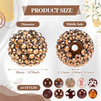 Ferreve 20 Pcs Chunky Bubblegum Beads 20mm Focal Pen Large Rhinestone Pearl Beads for DIY Beadable Pen School Jewelry Making Keychain Craft Making(Brown) - color: Brown