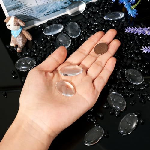 Craftdady 100Pcs Transparent Glass Cabochons 30x20mm Oval Clear Glass Flat Back Dome Tile Cabochons Covers for Photo Pendant Jewelry Making - color: Transparent Clear, size: 30x20mm Oval