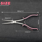 Long Reach Needle Nose Pliers with Teeth 7-Inch Extra Long Needle Nose Plier for Jewelry Making Small Long Reach Long Nose Plier Non-slip Handles Working In Tight Spaces, Pink Tool for Women - style: Needle Nose Plier with Serrated Jaw