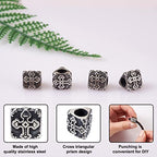 Cheriswelry 10pcs Triangular Prism 304 Stainless Steel European Large Hole Beads with Cross Antique Silver Metal Loose Spacer Beads 11x11mm for DIY Earring Bracelet Necklace Jewelry Making - color: Triangular
