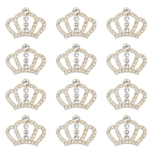24 Piece Crown Jewelry Embellishment for DIY Handmade Hair Accessories Sneakers, Clothes, Party Decorations Gift Box ，Dress，Rhinestone Alloy Appliques Decorative Home Decor (Gold Crown) - color: Gold Crown