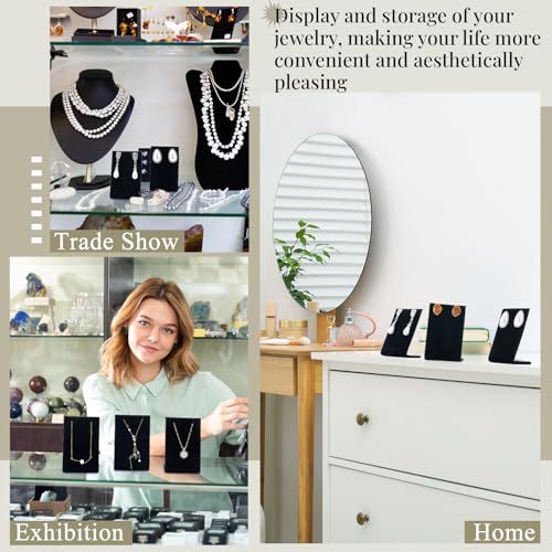 RattanView 24 Pcs Earring Display Stand Necklace Pendant Jewelry Stand Showcase Organizer Display Holder for Earring Pendant Accessory Rack(Black,Straight Style,Velvet)