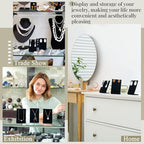 RattanView 24 Pcs Earring Display Stand Necklace Pendant Jewelry Stand Showcase Organizer Display Holder for Earring Pendant Accessory Rack(Black,Straight Style,Velvet)