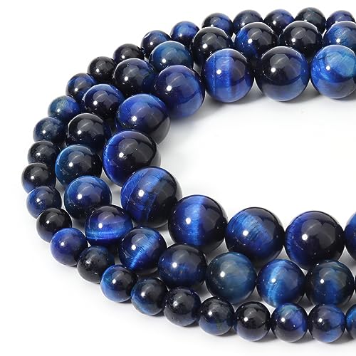 45pcs 8mm Natural Blue Tiger Eye Gemstone Beads Energy Healing Crystal Round Loose Stone Beads for Jewelry Making, DIY Bracelets Necklaces - color: Blue Tiger Eye, size: 8mm