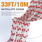 33 Feet Stainless Steel Enamel Chains Bulk, 2mm 304 Stainless Steel Red Enamel Beaded Cable Link Chain Roll Spool for Jewelry Making - color: Stainless Steel Red Beads