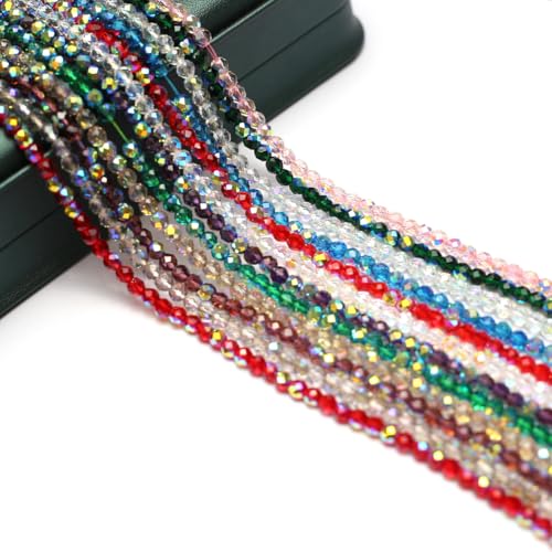 10 Strands Artificial Color Plating Faceted Beads Synthetic Colorful Crystal Beaded for Jewelry Making Necklace Decoration 4mm - color: mixed