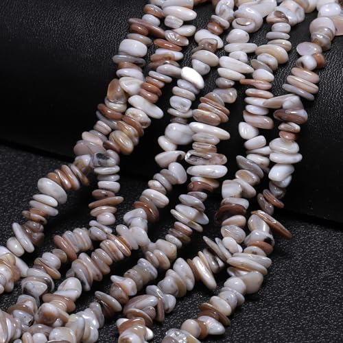 Chip Shell, 260pcs 5-8mm Irregular Shell Beads with Holes, Light Gray Shell & Labradorite Like Chip Beads for Jewelry Making - color: Light Gray