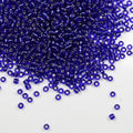 Transparent Dark Blue with Silver Lined Beads Size 6/0 Crafts Glass Seed Beads 4mm for Jewelry Making (Total About 100g About 1200pcs) - color: Transparent Dark Blue with Silver Lined, size: 4mm
