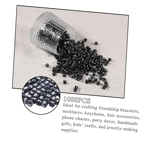 1000Pcs Black Acrylic Cube Letter Beads 6 * 6mm White Alphabet A-Z Beads for DIY Bracelet Necklace Jewelry Making - color: Black Mixed White Letter A-Z