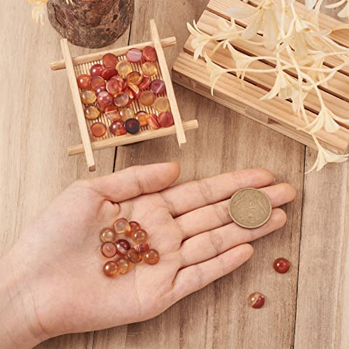 Crafans 50Pcs Natural Agate 10mm Round Gemstone Cabochons Half Round Cabochons Dome No Hole Healing Power Stone Flat Back Chakra Crystal Beads for Jewelry Making(Red) - color: Agate, size: 10mm