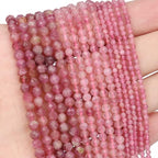 Song Xi 180pcs 2mm Natural Pink Tourmaline Gemstone Beads Faceted Round Loose Stone Beads for Jewelry Making (1 Strand) - color: Pink Tourmaline, size: 1.9-2.4mm