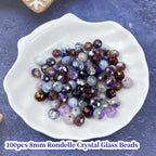 100pcs Crystal Glass Beads 8mm Faceted Rondelle Glass Spacer Beads with Hole for Bracelets Necklace Earring DIY Jewelry Making Craft(Purple Series) - color: Purple Series, size: 8mm