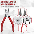 Wire Cutters 5 Pack, 5 Inch Wire Cutters Set, HOUSERAN Side Cutters Flush Cut Pliers, Spring Loaded Cutting Pliers with Non-slip Red Handle, Dikes Wire Cutters Snips for Model Kits, Crafting, Zip Ties - color: 5 Pack Wire Cutters