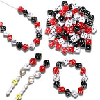 Ferreve 90 Piece Acrylic Dice Beads 10mm Dice Beads Bulk, Casino Games Birthday Party Supplies, Jewelry Making, Bracelet Necklaces Lanyard DIY Handicrafts(Red, Black, White) - color: Red, Black, White