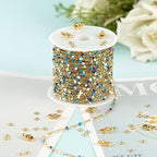 UMAOKANG 33 Feet/10M Blue Mixed Color Bead Chains for Jewelry Making Gold Plated Stainless Steel Soldered Cable Thin Chain on Spool Bracelet DIY Jewelry Findings - color: Blue Mixed Bead-Gold