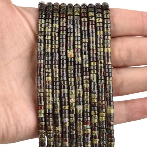 300pcs Natural Dragon Blood Heishi Spacer Beads 2x4mm Genuine Real Disc Stone Beading DIY Charm Smooth Loose Gemstone Beads for Jewelry Making Bracelets Necklaces Earrings Crafts - color: Dragon Blood
