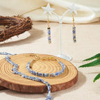 1Strand 2 Hole Natural Blue Spot Jasper Beads Natural Stone Tila Beads Gemstone Connector Beads for DIY Multi-Strand Necklace Bracelet Jewelry Making - color: Natural Blue Spot Jasper