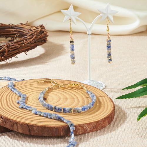 1Strand 2 Hole Natural Blue Spot Jasper Beads Natural Stone Tila Beads Gemstone Connector Beads for DIY Multi-Strand Necklace Bracelet Jewelry Making - color: Natural Blue Spot Jasper