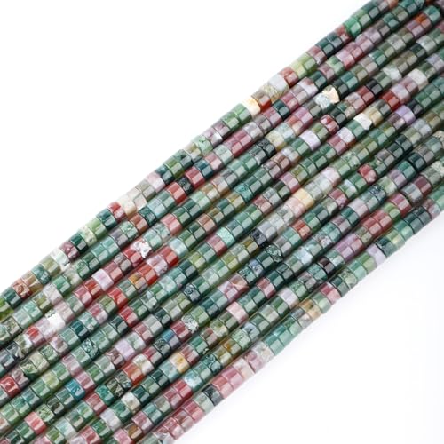 Natural Indian Agate Heishi Spacer Beads Loose Semi Precious Flat Round Gemstone Disc Shape Stone for Beading Jewelry Making 4x2mm 15.5" - color: Indian Agate