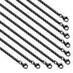 YOUBEIYEE 10 Pack Black Necklace Chain Bulk for Jewelry Making Stainless Steel Square Rolo Necklaces Set for Women and Men (20inch) - color: Black 20"