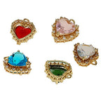 Crystal Zirconia Gold Plated Brass Charms for Jewelry Making Bracelet Necklace Earring Pendant Craft Supplies DIY Accessories - color: HeartA-Mix-5Pcs
