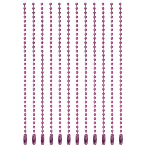 MECCANIXITY Ball Bead Chain Beaded Necklace Chains 5 Inch Adjustable Metal Ball Chains 2.4mm/0.1inch Keychain for Jewelry Making,DIY Craft Projects,Pack of 12(Rose Red) - color: Rose Red