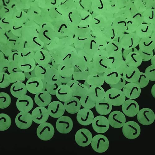 200PCS Letter Beads Glow in The Dark 4x7mm Acrylic Alphabet Letter J Beads for Jewelry Making Bracelet - color: J-200PCS