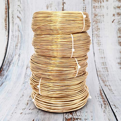 INSPIRELLE 12 Gauge 98 Feet KC Gold Aluminum Craft Wire Bendable Metal Wire for Jewelry Craft Making - color: KC Gold, size: 12 Guage (2.0mm)