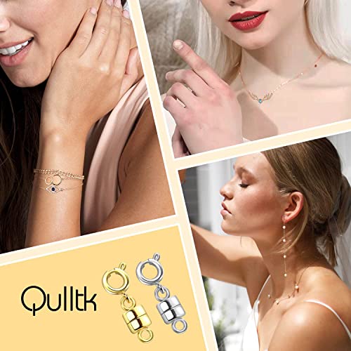 Magnetic Necklace Clasps and Closures 18K Gold and Silver Plated Bracelet Converter Clasp,Suitable for Necklaces Chain Extender - color: 8Pcs（Gold & Silver）