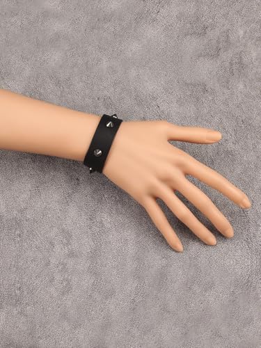 GelConnie Leather Cuff Bracelet Punk Braided Bracelets Rock Leather Wristbands Faux Mens Leather Bracelet Gothic Viking Bangle Adjustable Wrap Bracelet for Women,Men - color: MLPB119-Black