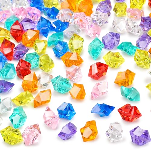 DomeStar 150PCS Multicolored Acrylic Fake Gems, Crushed Ice Rocks Pirate Treasure Jewels Vase Fillers, Table Scatter, Sensory Bin Filler, Photo Props, Pirate Party Favors Easter Decor - color: Multicolor