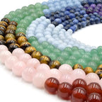 Chakra Beads | Lapis Lazuli, Tiger Eye, Carnelian, Aquamarine, Aventurine, Rose Quartz, Amethyst | Mixed Gemstone Beads | 10mm - size: 10mm