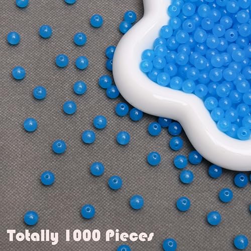 BONNY BOXX 1000PCs 6MM Jelly Sapphire Acrylic Round Beads, Smooth Transparent Acrylic Balls, Plastic Resin Gumball Bubblegum Chunky Beads for Necklace & Bracelet Making, Crafting Supplies - color: Jelly Sapphire, size: 6MM