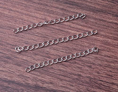 60 Pcs Necklace Extension Chain Metal Silver Gold Twist Removable Tail Extender Chains for Jewelry Making Bracelet Anklet Keychain DIY Kit (Silver, 7 cm) - color: Silver, size: 7 cm